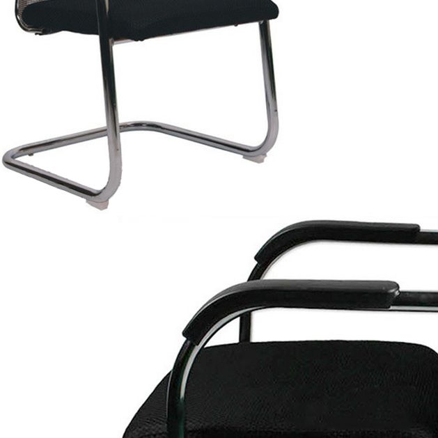 Modern Arms Included Chair Mid-Back Metal Base Chair in Black/Brown