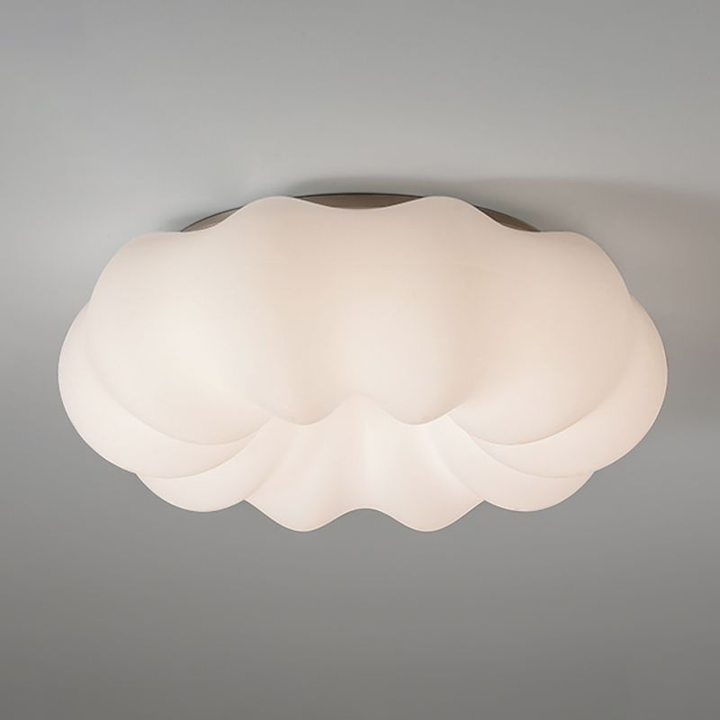 LED Modern Metal Flush Mount Cloud Shape Ceiling Light with Plastic Shade for Bedroom