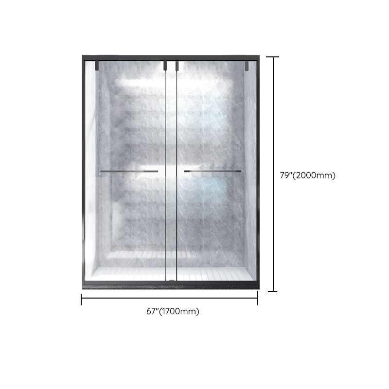 Transparent Double Sliding Shower Bath Doors Metal Frame Shower Door