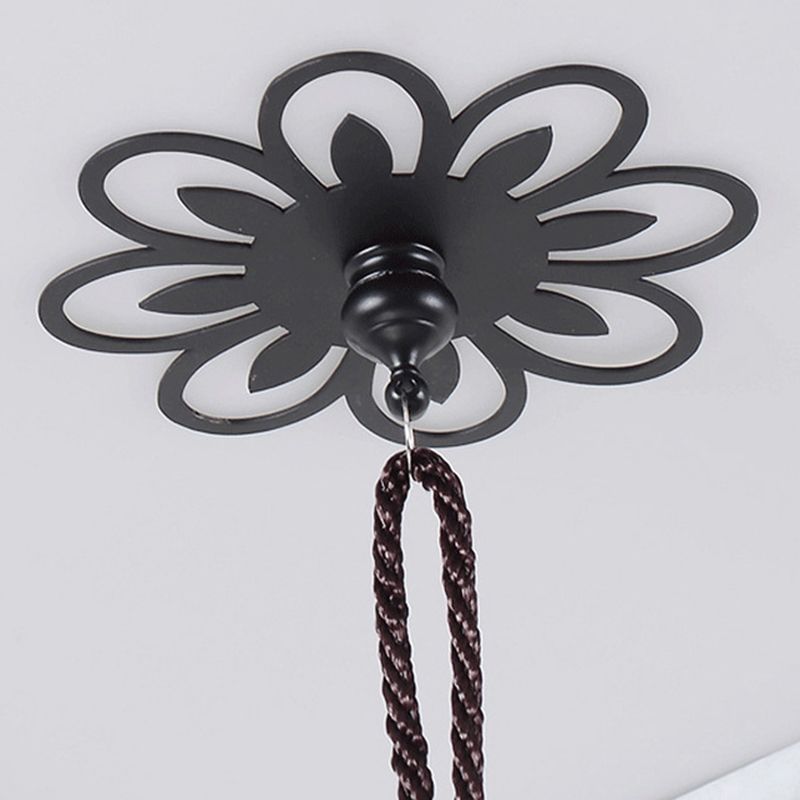 Geometry Shape Ceiling Lamp Tradition Iron Flush Mount with Fabric Lampshade for Hotel