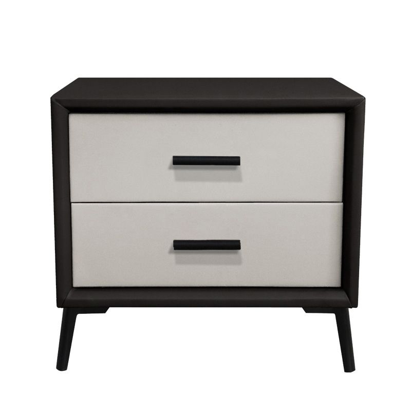 Two Drawer Solid Color Wood Nightstand 19.2"Tall Night Table