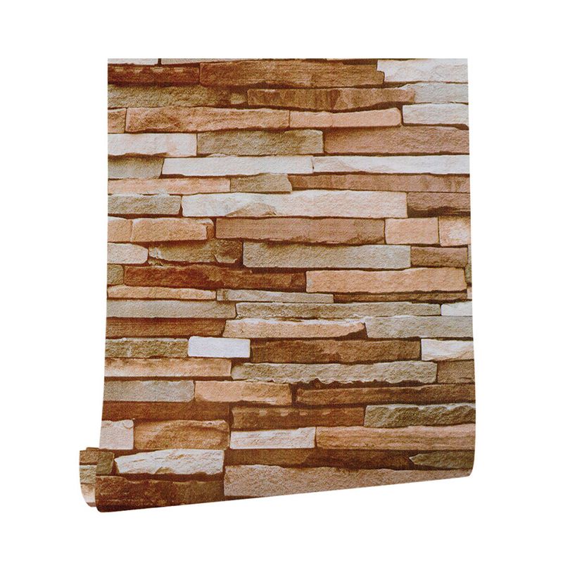 Brown Cyberpunk Wallpaper Roll 29.1-sq ft Brick Effect Wall Art for Living Room, Stick On