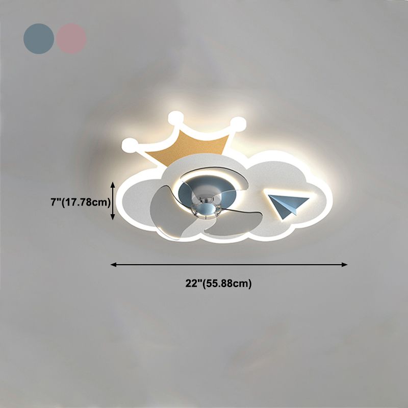 Metal Geometric Flush Mount Light Lovely 1 Light LED Fan Light for Kid's Room