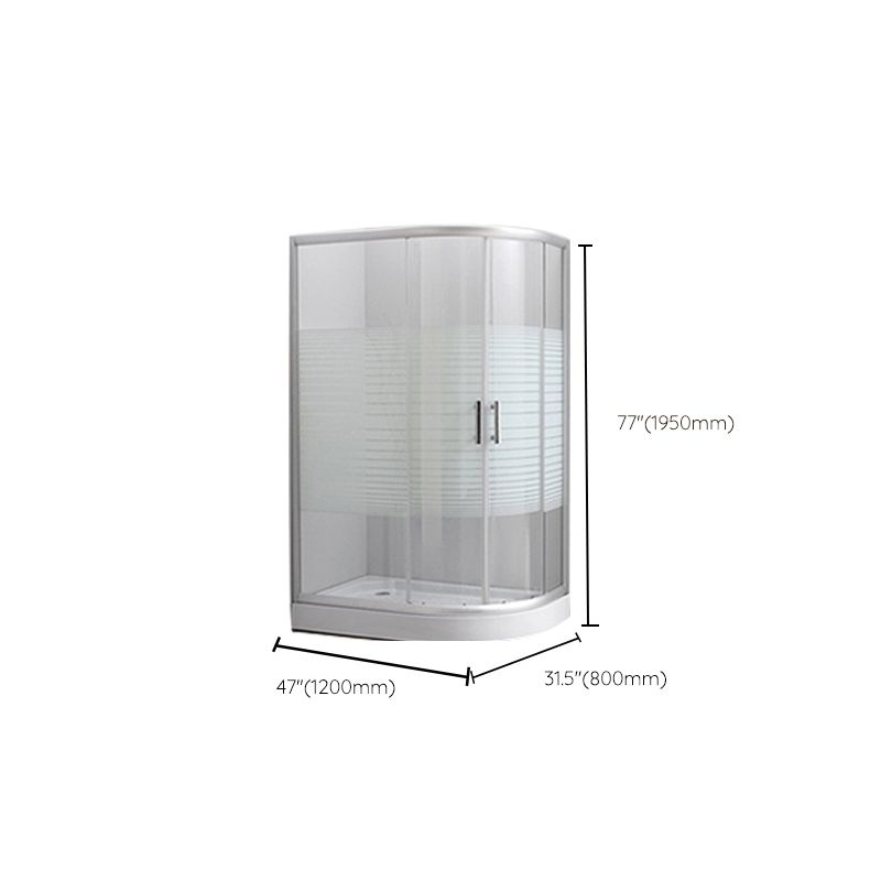 Contemporary Shower Stall Striped Round Semi-Frameless Shower Stall