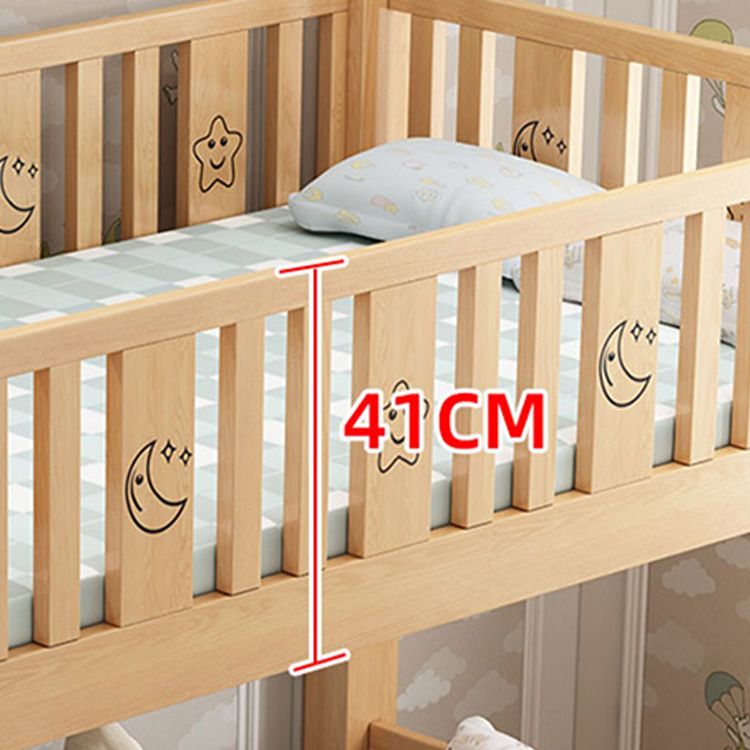 Gender Neutral Kids Bed No Theme Natural Solid Wood Bunk Bed with Mattress