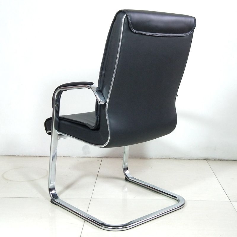 Contemporary Faux Leather Managers Chair Chrome Frame No Wheels Office Chair