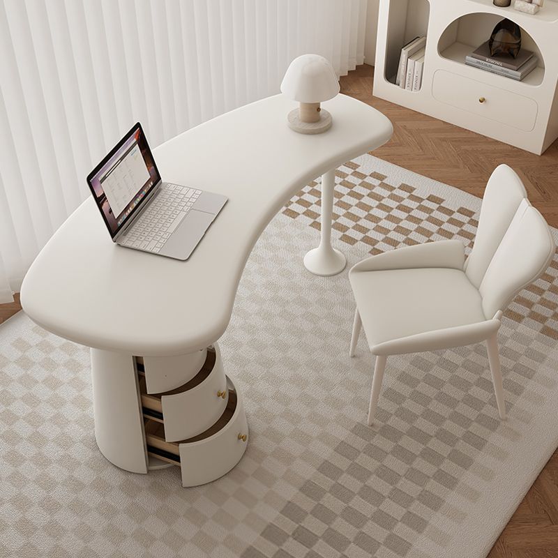 Freeform Shaped Conference Table Modern Wooden Writing Desk in White