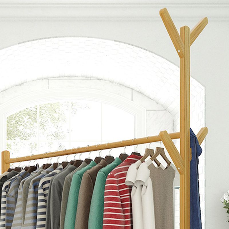 Modern Coat Rack Gorgeous Solid Wood Clothes Hanger with Castors