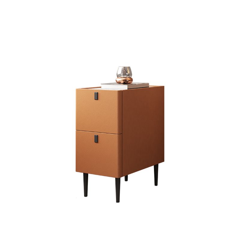 Modern Style Leather Polychromatic Choice of Black Cabinet Leg Nightstand