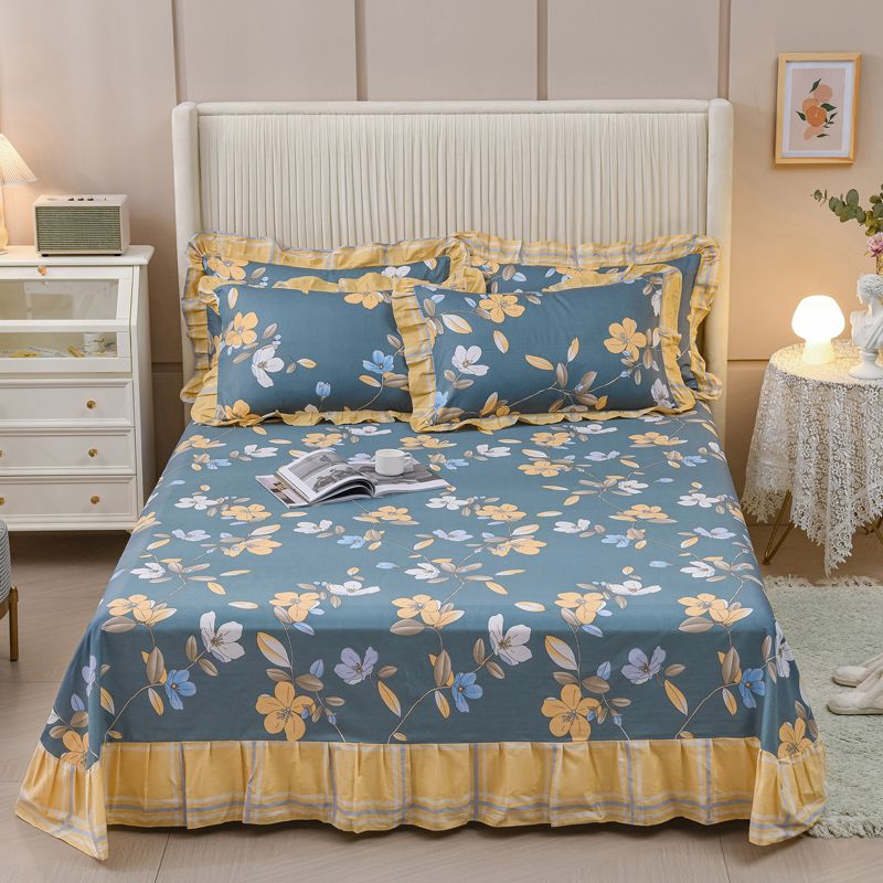 Sheets Cotton Floral Printed Ultra Soft Wrinkle Resistant Breathable Bed Sheet Set