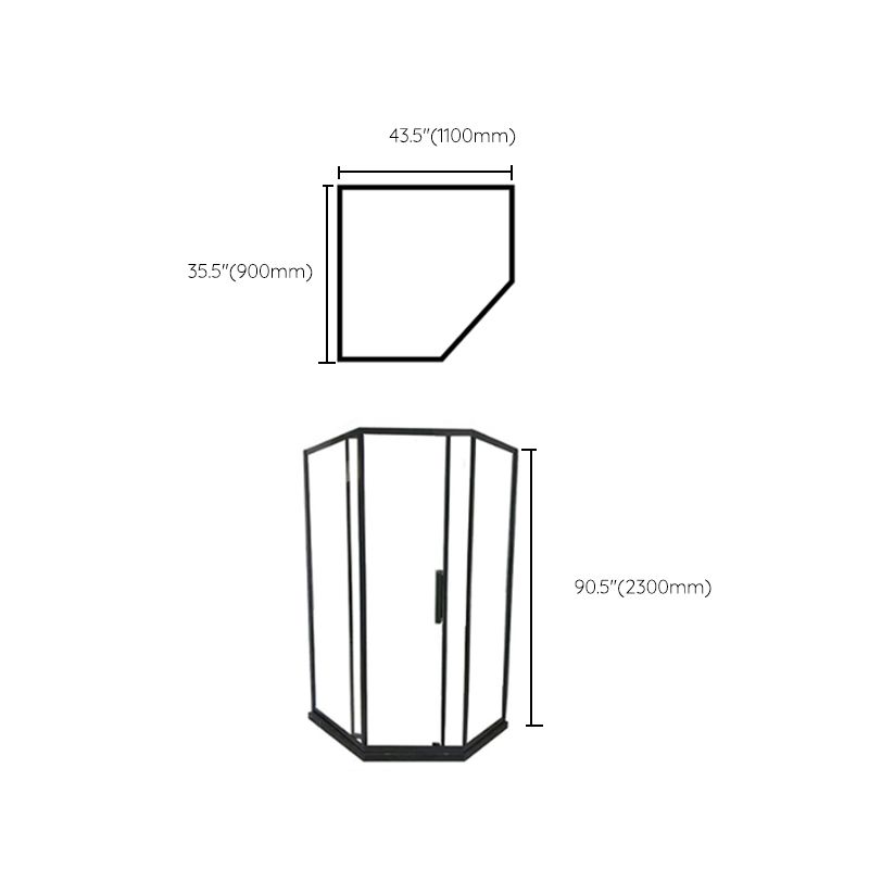 Modern Clear Glass Double Sliding Shower Enclosure Framed Shower Enclosure