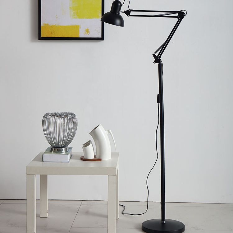 Macaron Bowl Shade Floor Lamp Metallic 1 Bulb Studio Task Lamp with Swing Arm