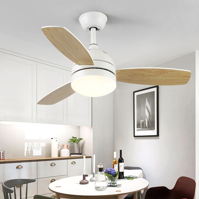 Macaron LED Pendant Fan Light Fixture Round Semi Mount Lighting with Acrylic Shade