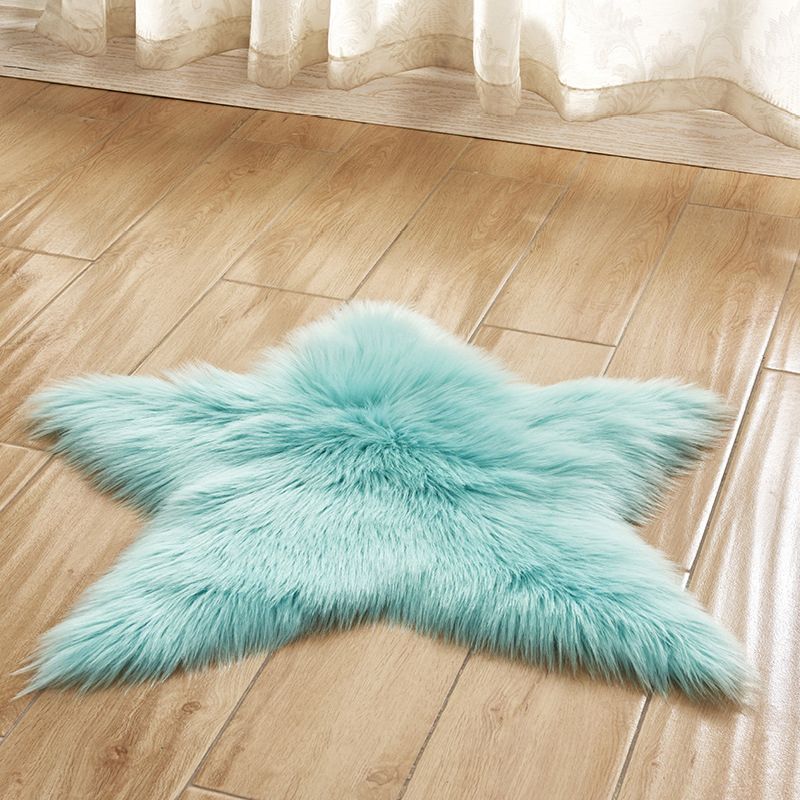 Star Shaped Plain Rug Multi Color Modern Carpet Faux Wool Pet Friendly Machine Washable Anti-Slip Backing Rug for Room