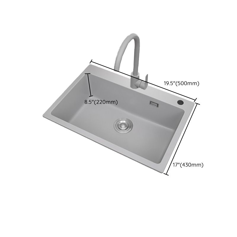 Modern Style Kitchen Sink Overflow Hole Design Drop-In Quartz Kitchen Sink