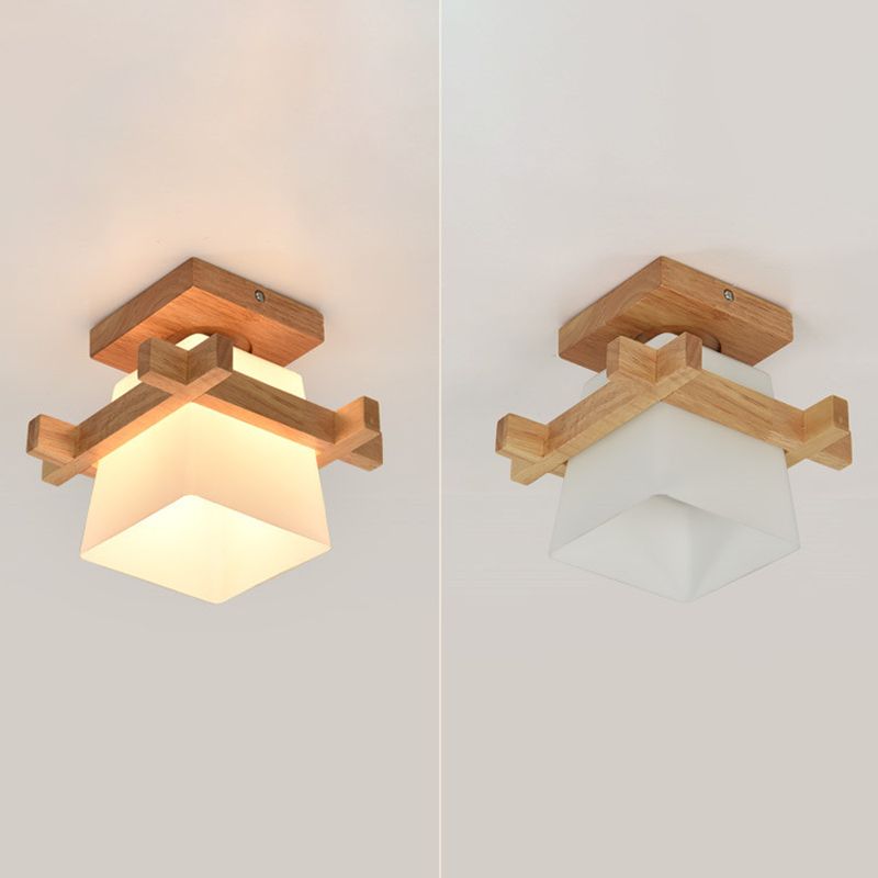 Indoor Porch Decoration Semi Flush Mount Lighting Modern Style Wooden Semi Flush Chandelier