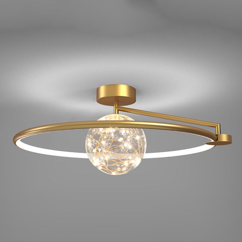 ANILLO Círculo Semi Flush Mount Lighture Simplicidad moderna Luz de montaje de techo Fixtura para dormitorio