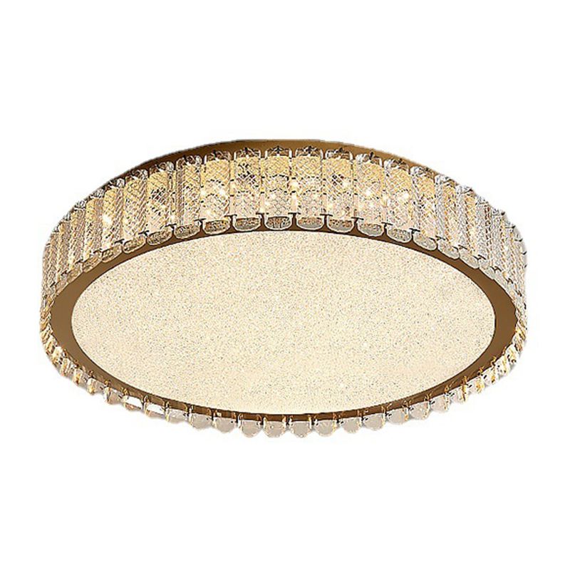 1-Light Drum Flush Ceiling Lights Modern Crystal Flush Light