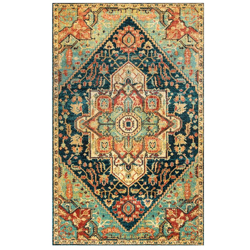 Persian Medallion Printed Rug Color Mixed Polyester Area Carpet Non-Slip Backing Rug for Living Room