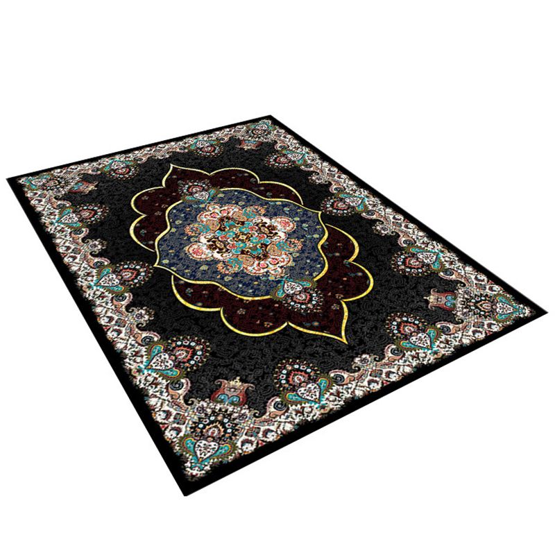 Blue Traditional Area Carpet Polyester Antique Pattern Area Rug Non-Slip Rug for Home Decor