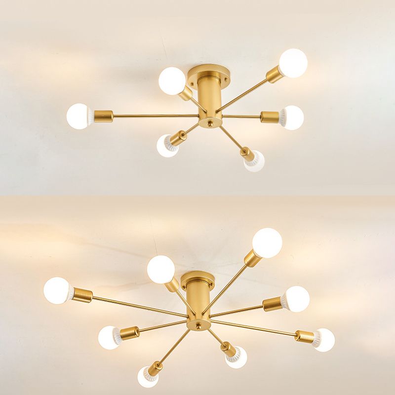 Modernism Flush Mount Lighting Golden Metal Ceiling Light for Home