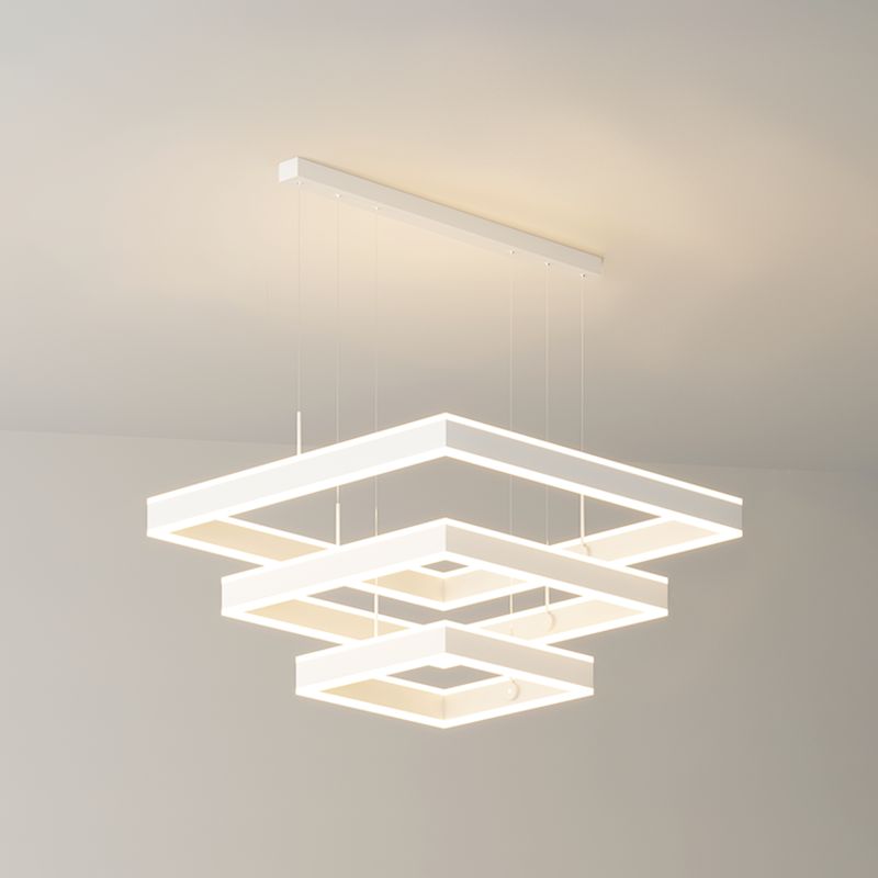 Squared Shade Chandelier Lights Modern Metal 6-Light Chandelier Lighting Fixtures en blanc