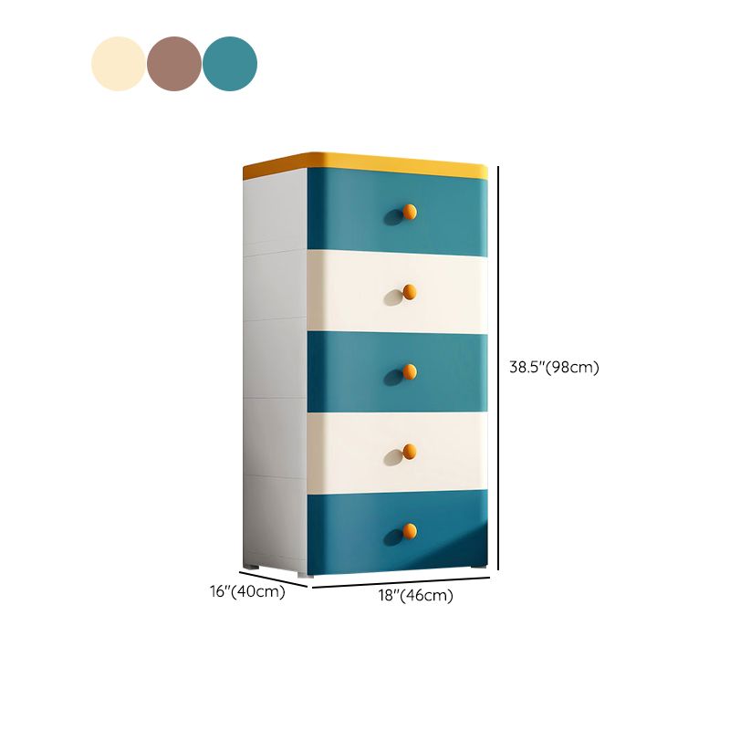 Nordic Vertical Kids Nightstand Plastic Nursery Dresser with 5 Drawers for Room