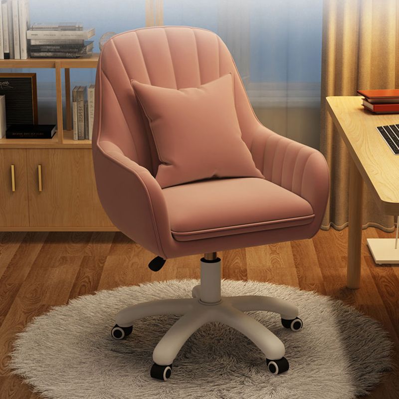 Upholstered Computer Desk Chair with Wheels Modern Office Chair with Nylon Base