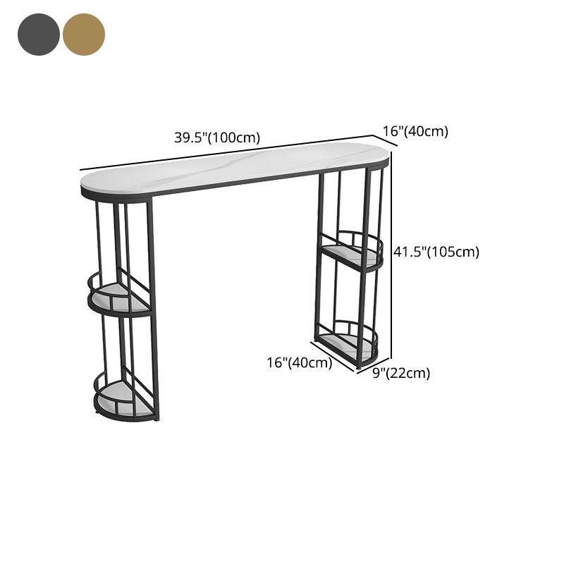 Stone Bar Dining Table Glam Oval Bar Table with Sled Base for Dining Room