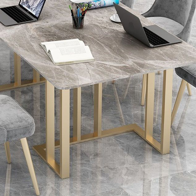 Curved Meeting Table Home Office Sintered Stone Modern Writing Desk