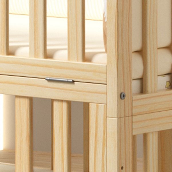 Solid Wood Convertible Crib Modern Nursery Crib with Storage