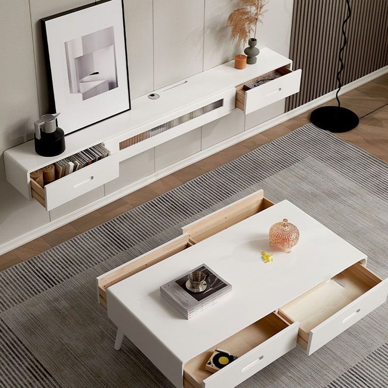 Contemporary TV Console Solid Wood TV Media Console with Drawers