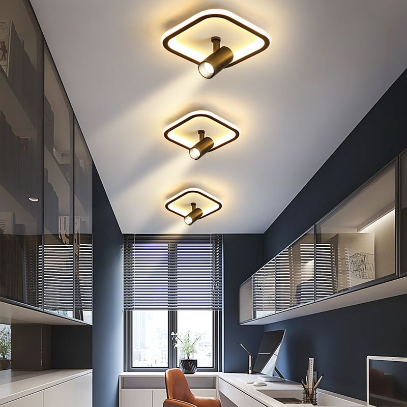 Geometric Shape Metal Flush Ceiling Light Modern 2-Lights Flush Ceiling Light Fixtures