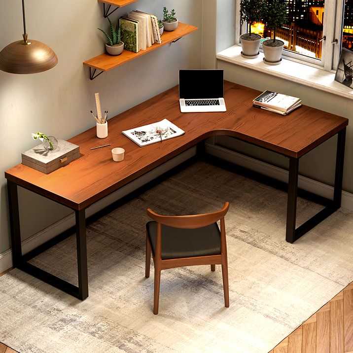 29.25 Inch Height Contemporary Office Desk L-Shape Solid Wood Writing Desk