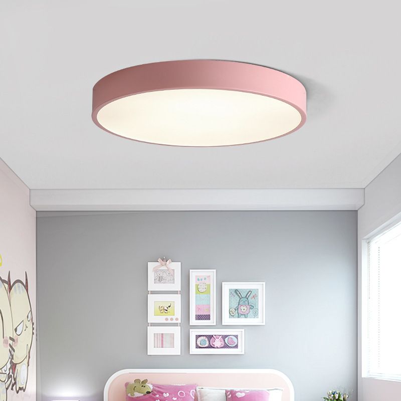 1-Light Round Flush Mount Ceiling Light Fixtures Modern Metal Led Flush Mount