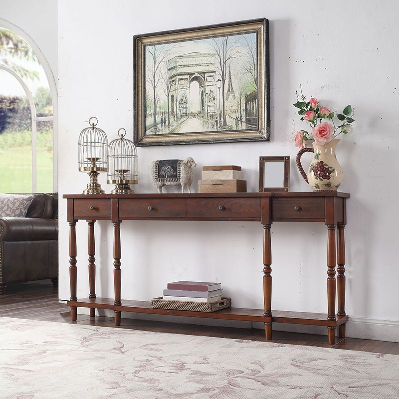 Mid-Century Modern Rectangle Accent Table Wood Sofa Console Table for Hall
