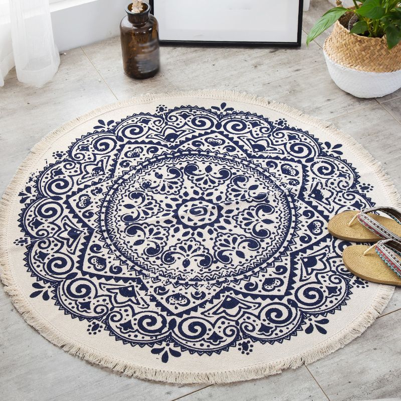 Moroccan Tribal Printed Rug Mutli Colored Cotton Indoor Rug Pet Friendly Stain-Resistant Area Carpet for Decoration
