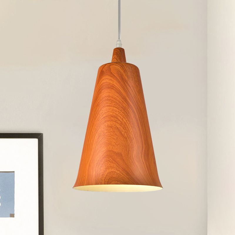 1-Light Metal Pendant Lighting Farmture Style Blanc / Jaune / Brown Deep Cone Salon Hanging Light Kit