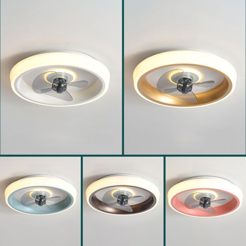 Modern Round Fan Light Metal Colorful 20" Wide LED Flush Mount Light for Bedroom