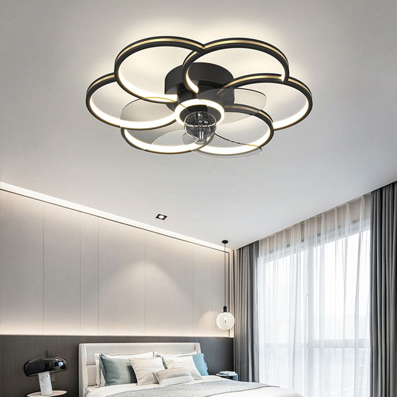 Geometry Ceiling Fan Lights Kids Style Metal LED Flush Lights for Bedroom