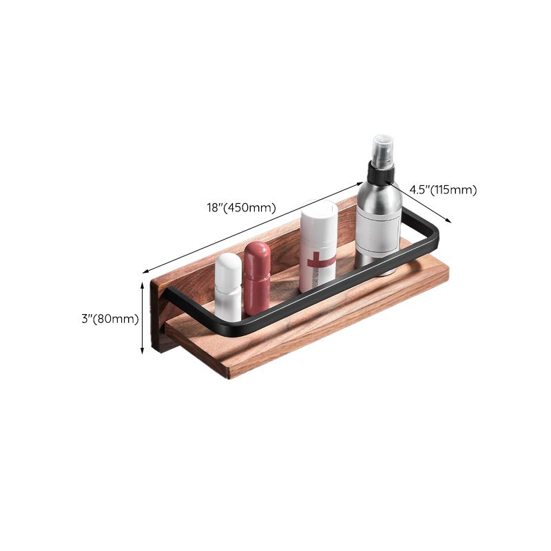 Wood & Aluminum Bath Hardware Set Brown Bathroom Accessory Kit