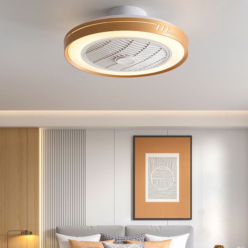 5-Blade Metallic Ceiling Fan Modernism Polish Finish Fan with Light for Hallway