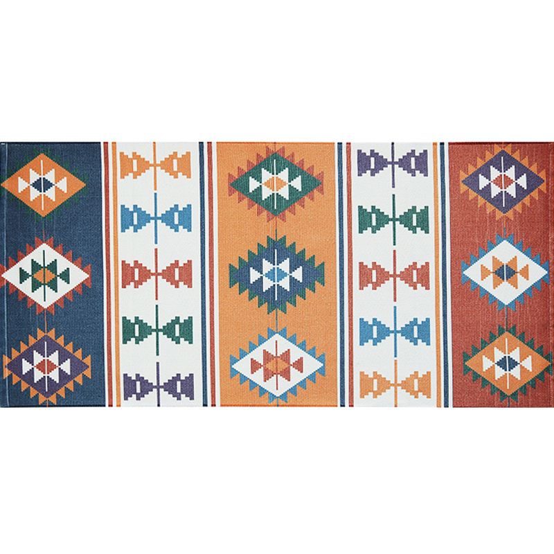 Unique Tribal Striped Pattern Rug Multicoloured Southwestern Rug Cotton Washable Non-Slip Pet Friendly Carpet for Living Room