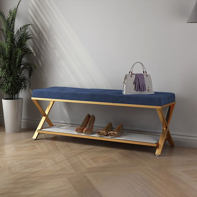 Modern Seating Bench Cushioned Metal Entryway Bench , 14-inch Width