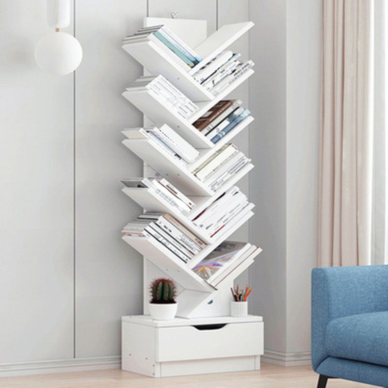 Engineered Wood Shelf Bookcase Corner Modern Vertical Book Shelf 13.4" L X 7.9" W