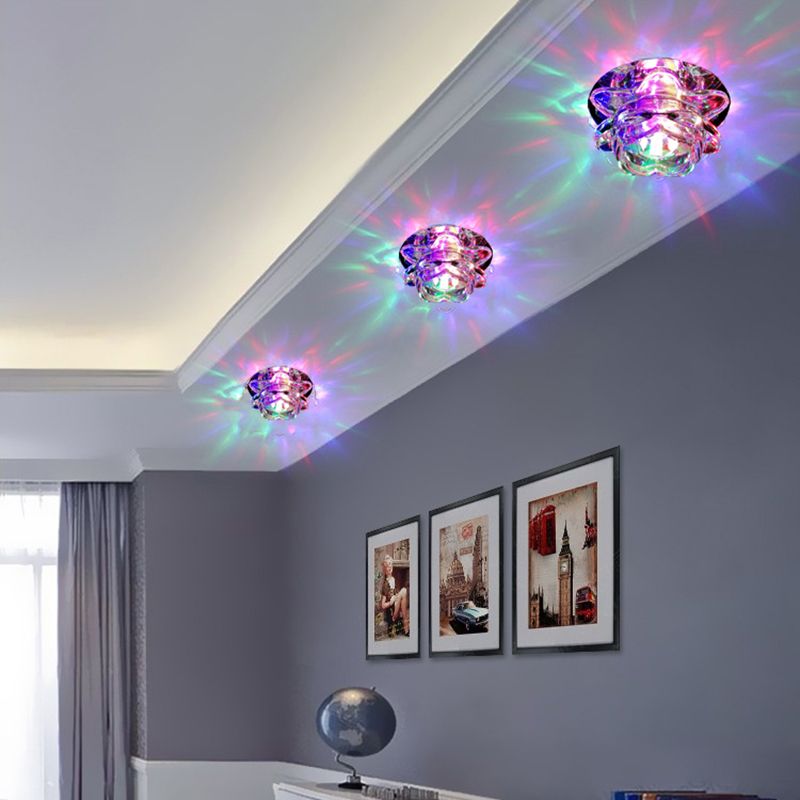 Clear Lotus Flush Mount Led Light Minimalism Crystal Ceiling Mounted Light for Passageway