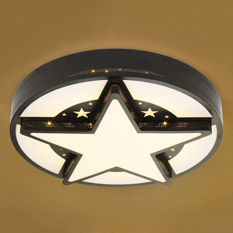 Child Bedroom Round Ceiling Light with Star Acrylic American Style Flush Mount Light