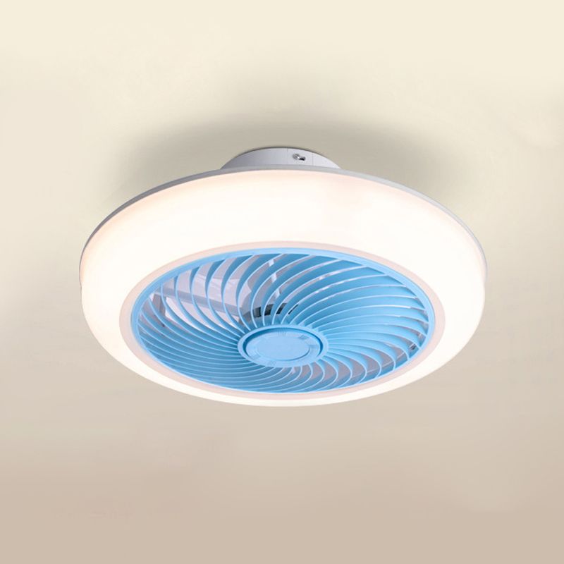 Round Fan Flush Mount Light Modern Acrylic Bedroom LED Wind Machine Semi Flush Light