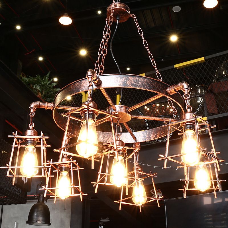 Industriële stijl multi -light kroonluchter Amerikaanse waterpijp hanglamp met een hanger