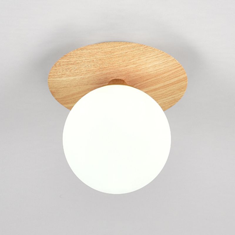 Modern Simple Ceiling Lamp Ball Shape Wood Grain Ceiling Light for Bedroom